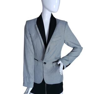 Aboki Houndstooth Blazer  Black & White Size L One Button Closure Mock Pockets